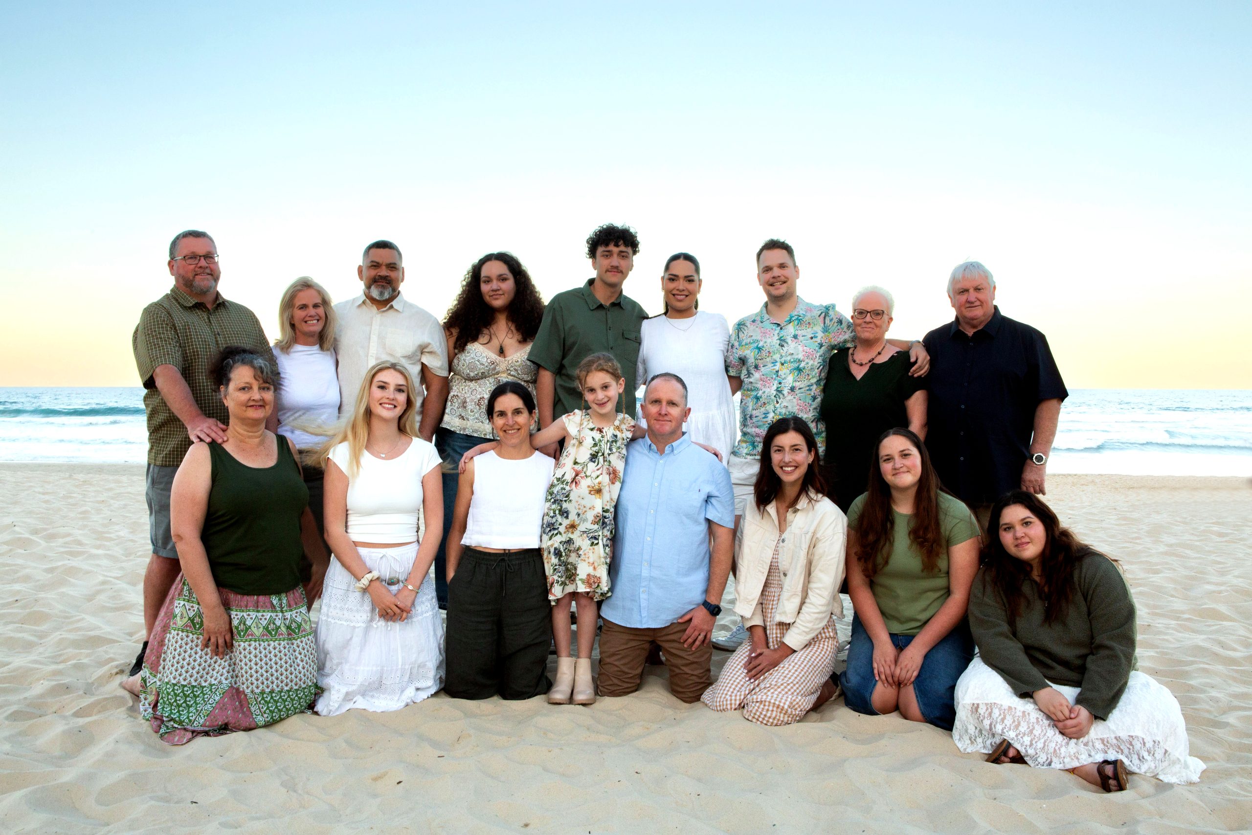 Family of 17 photo on Gold Coast beach