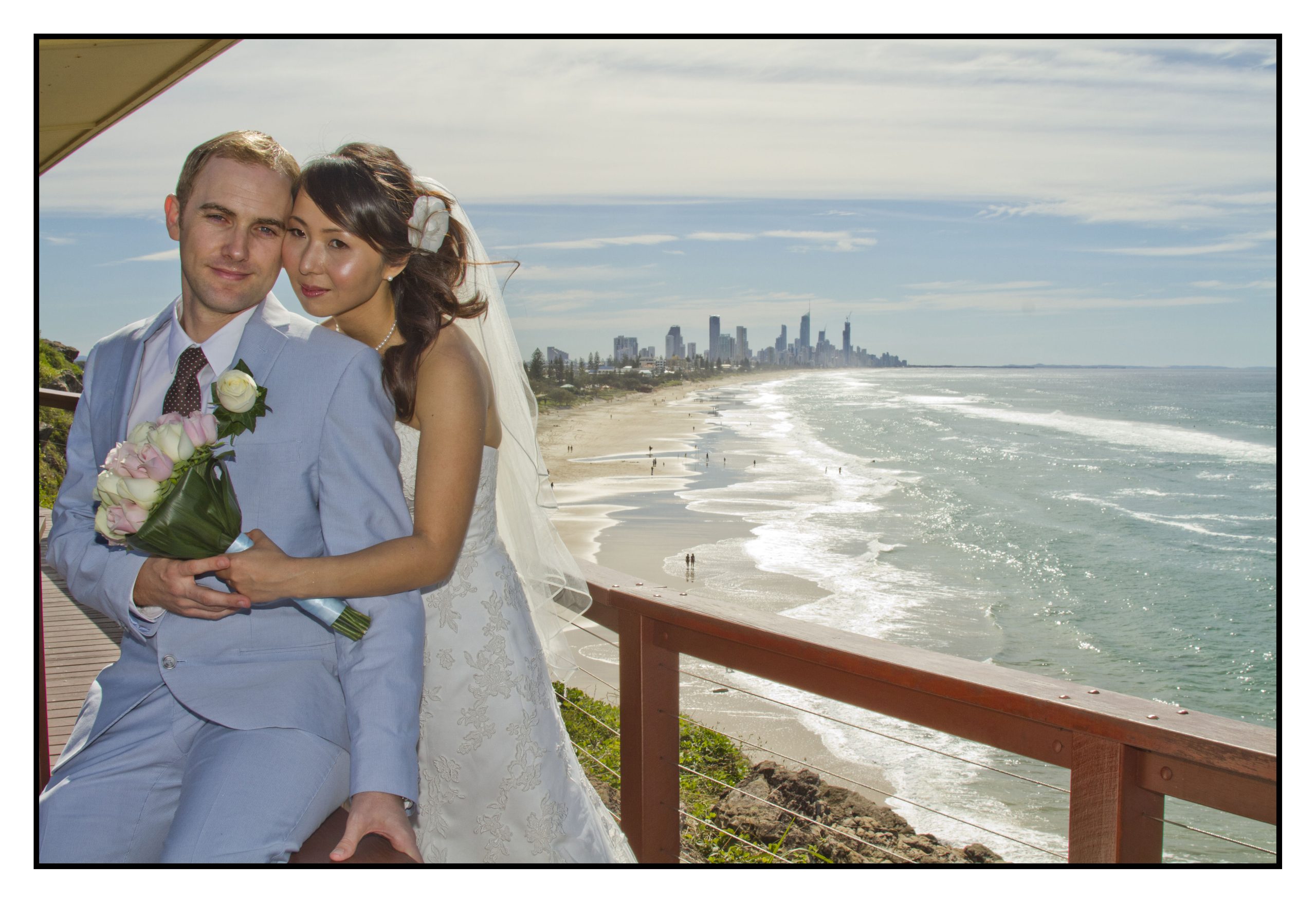 Wedding photo overlooking Gold Coast Beach